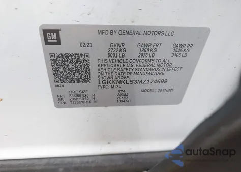 2021 GMC Acadia Fwd Sle from USA, damaged, VIN 1GKKNKLS3MZ174699